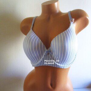 34DDD VICTORIA SECRET Body by Victoria Lined Perfect Coverage Bra Blue Stripes